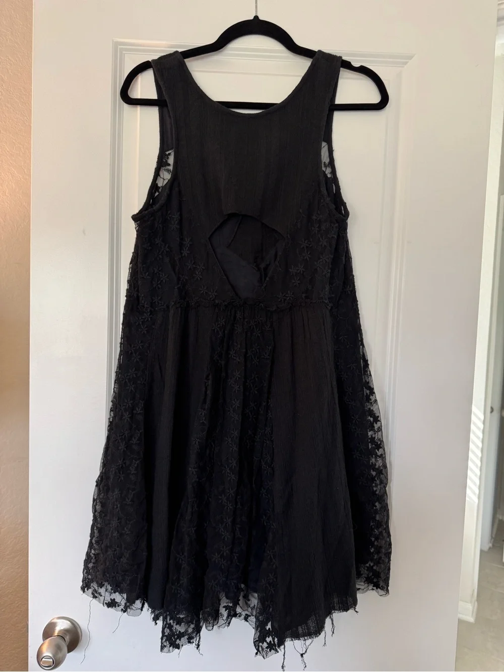 Free People Black Lace Overlay Sleeveless Dress